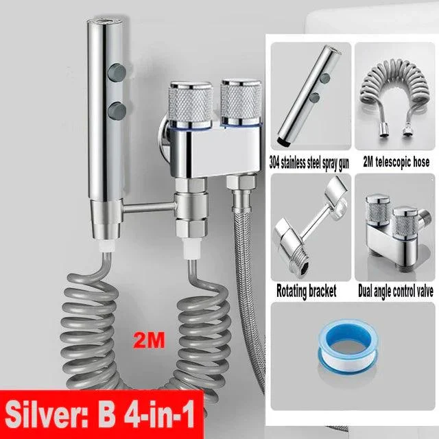 Handheld Toilet Bidet Stainless Steel Dual Button Bidet Sprayer Set -Bathlova