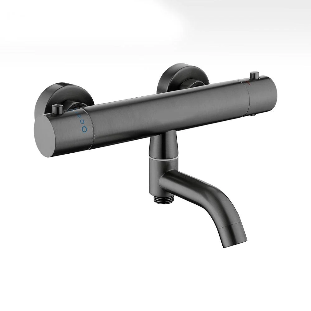 Handshower Tub Filler Black Brass Double Knob Handle Swivel Wall Mount Tub Filler -Bathlova