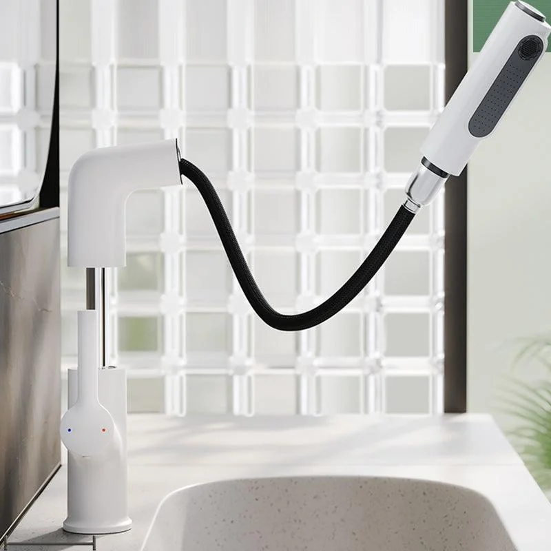 High-Arc Bathroom Vessel Tap Swivel Spout with Pull Out Sprayer -Bathlova