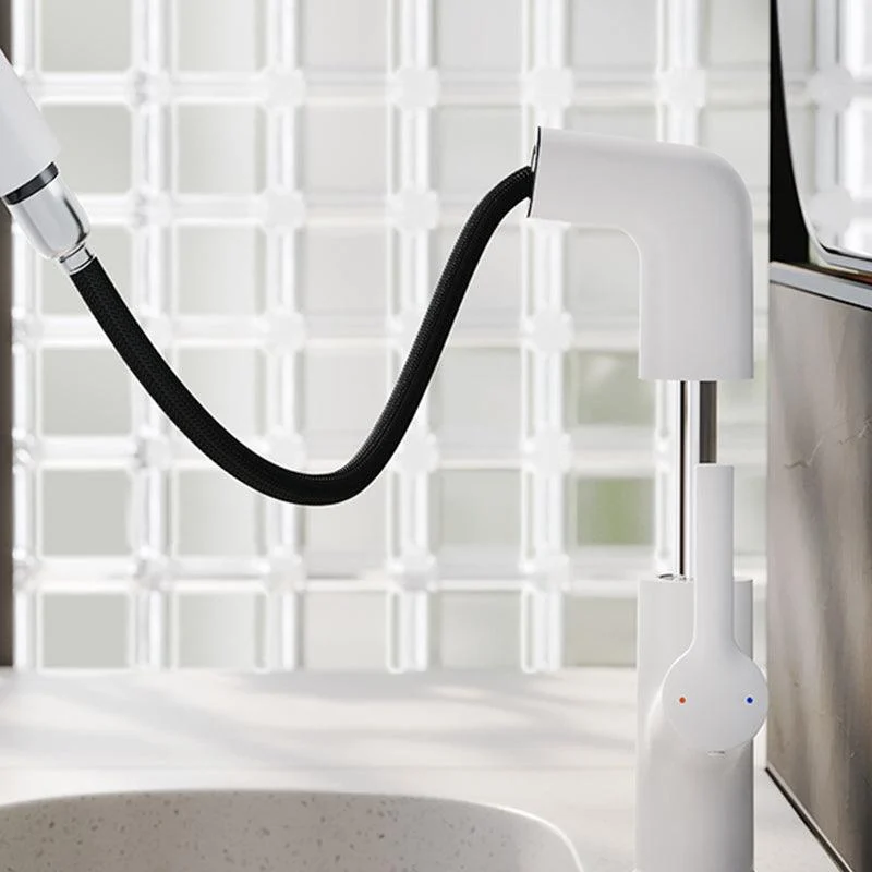 High-Arc Bathroom Vessel Tap Swivel Spout with Pull Out Sprayer -Bathlova