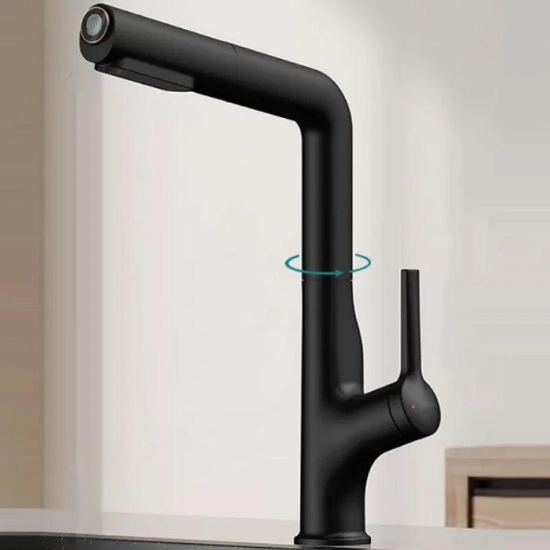 High-Arc Bathroom Vessel Tap Swivel Spout with Pull Out Sprayer -Bathlova