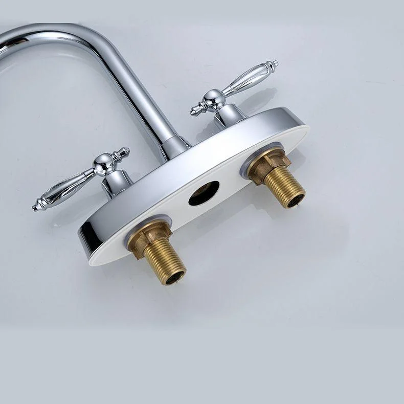 High-Arc Swivel Tap Two Handles Brass Vessel Tap for Bathroom -Bathlova