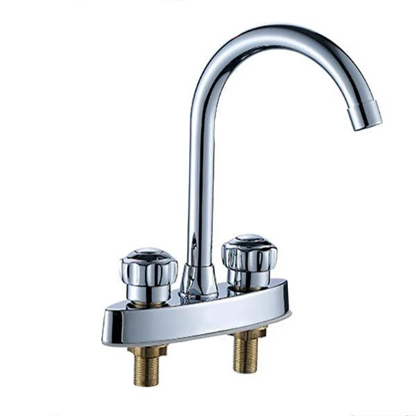 High-Arc Swivel Tap Two Handles Brass Vessel Tap for Bathroom -Bathlova