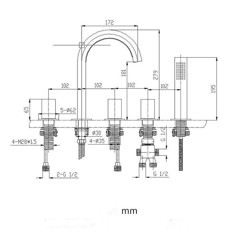 High-arc Widespread Bathtub Shower Tap -Bathlova