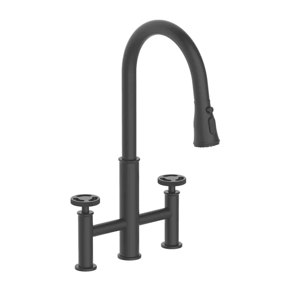 High Arc Widespread Kitchen Tap - Solid Brass in Black -Bathlova