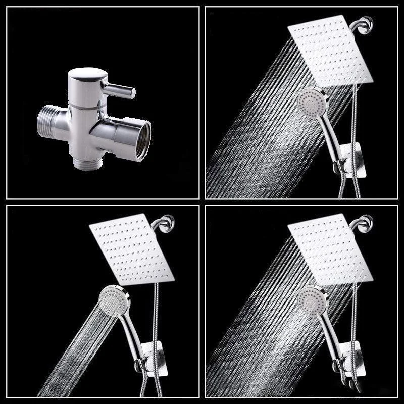 High Pressure 8 Inch Shower Set 3 Function Hand Shower Stainless Steel Square Top Spray -Bathlova