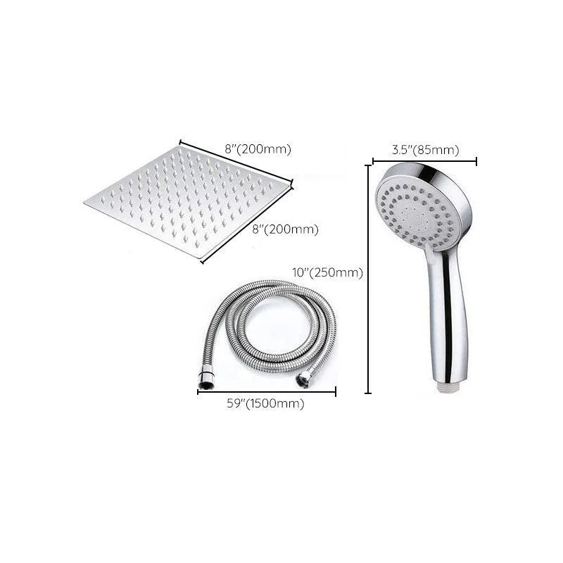 High Pressure 8 Inch Shower Set 3 Function Hand Shower Stainless Steel Square Top Spray -Bathlova