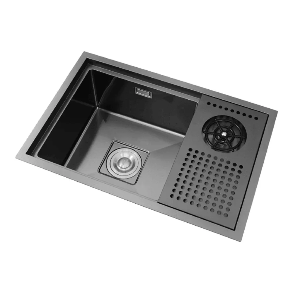 High-pressure Drop-in Kitchen Sink With Glass Washer in Black -Bathlova