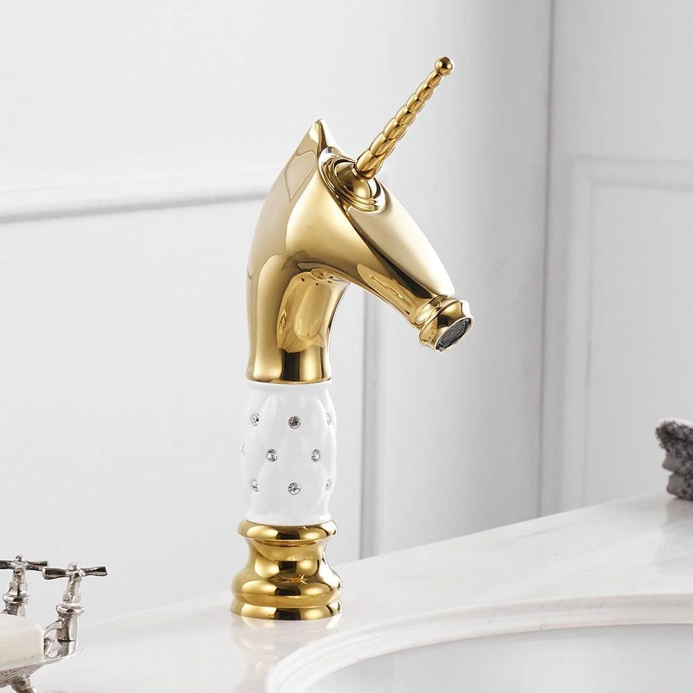 Horse Head Tap Solid Brass Deck Mounted Single Long Handle Mixer Taps -Bathlova