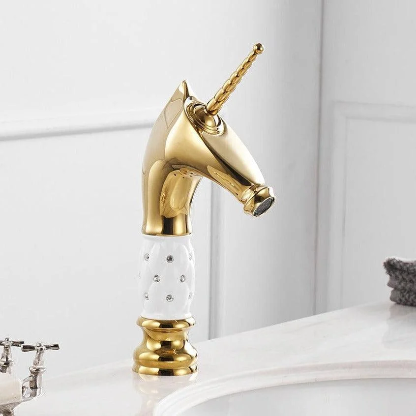 Horse Head Tap Solid Brass Deck Mounted Single Long Handle Mixer Taps -Bathlova