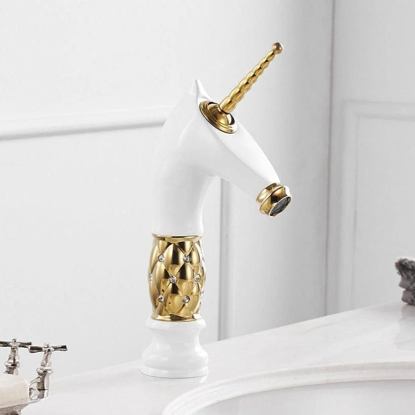 Horse Head Tap Solid Brass Deck Mounted Single Long Handle Mixer Taps -Bathlova