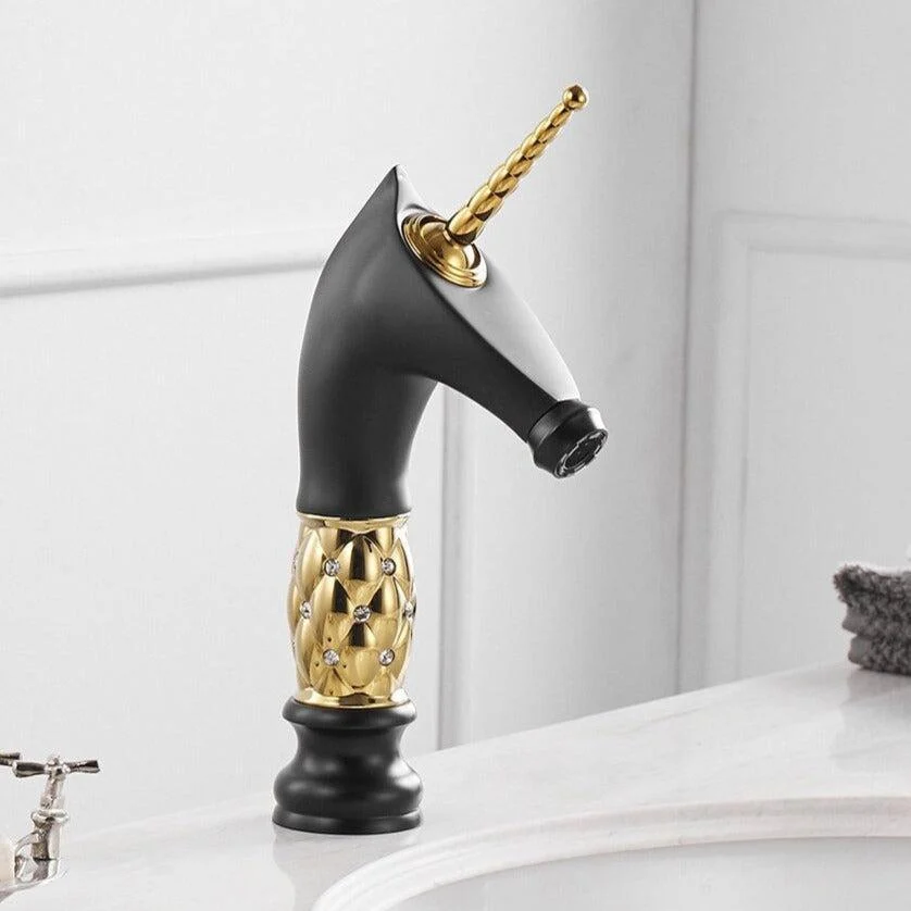 Horse Head Tap Solid Brass Deck Mounted Single Long Handle Mixer Taps -Bathlova