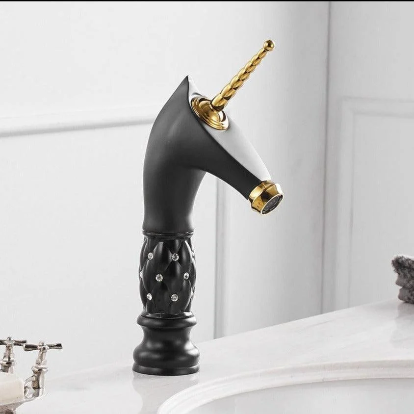 Horse Head Tap Solid Brass Deck Mounted Single Long Handle Mixer Taps -Bathlova