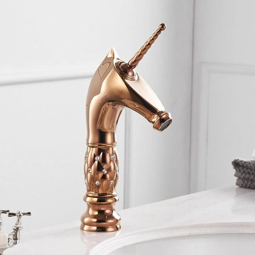 Horse Head Tap Solid Brass Deck Mounted Single Long Handle Mixer Taps -Bathlova