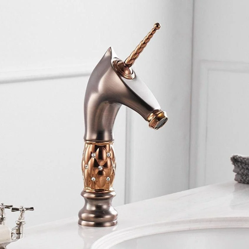 Horse Head Tap Solid Brass Deck Mounted Single Long Handle Mixer Taps -Bathlova