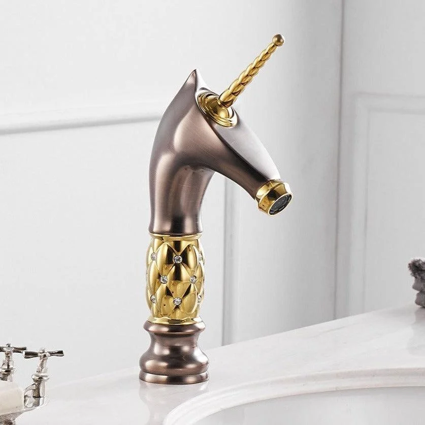 Horse Head Tap Solid Brass Deck Mounted Single Long Handle Mixer Taps -Bathlova