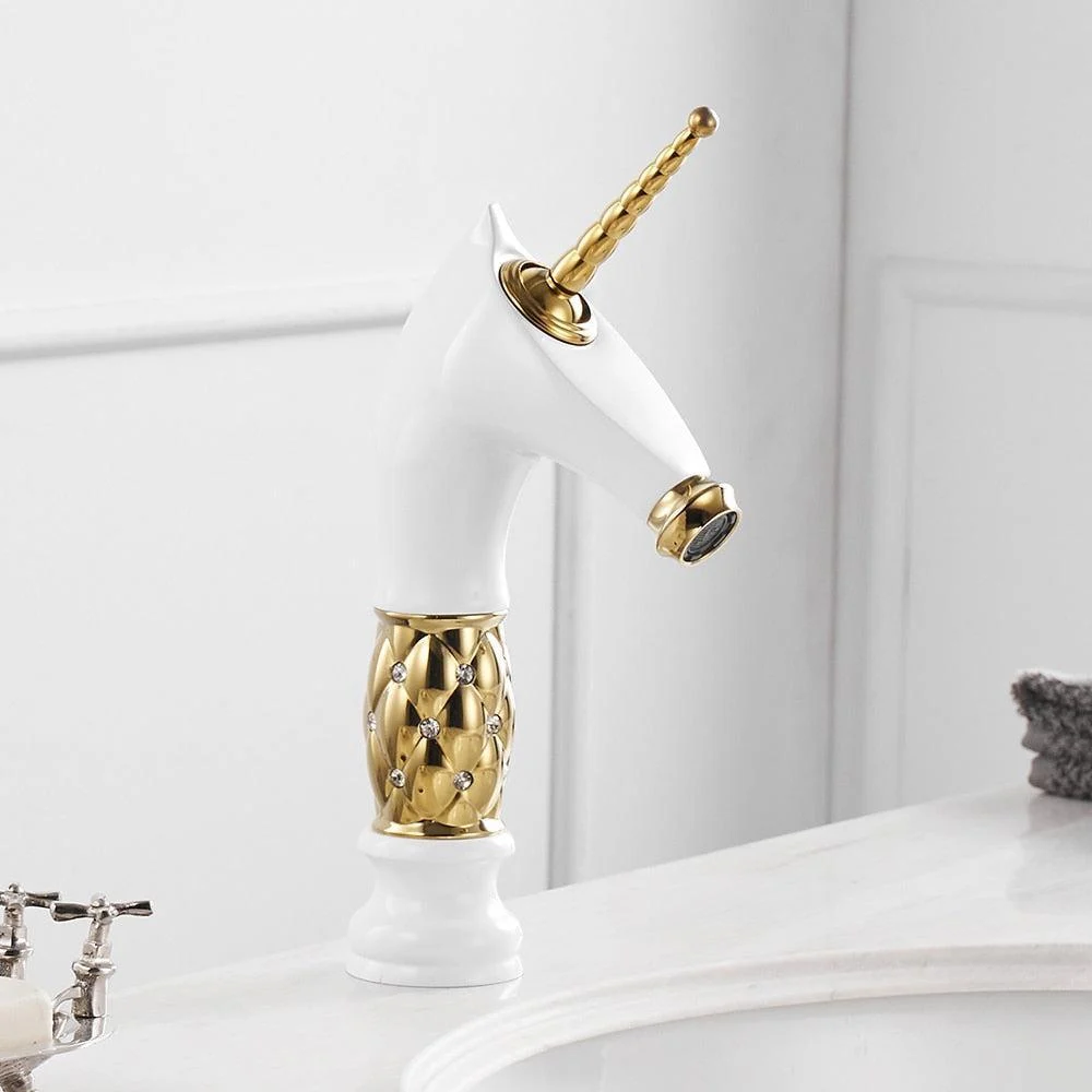 Horse Head Tap Solid Brass Deck Mounted Single Long Handle Mixer Taps -Bathlova