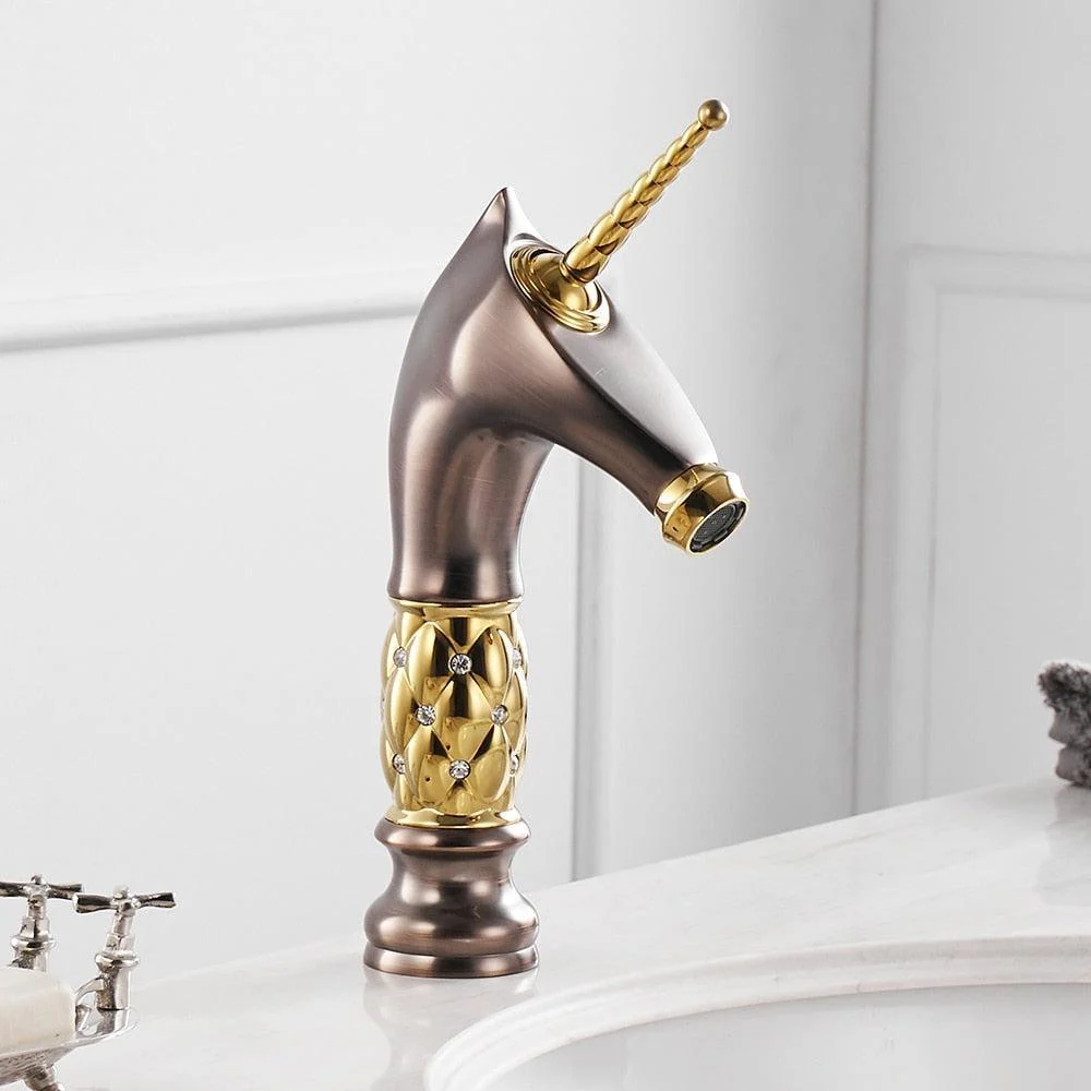 Horse Head Tap Solid Brass Deck Mounted Single Long Handle Mixer Taps -Bathlova