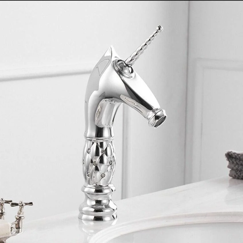 Horse Head Tap Solid Brass Deck Mounted Single Long Handle Mixer Taps -Bathlova