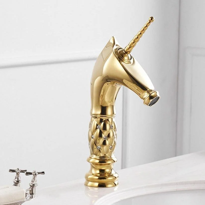 Horse Head Tap Solid Brass Deck Mounted Single Long Handle Mixer Taps -Bathlova