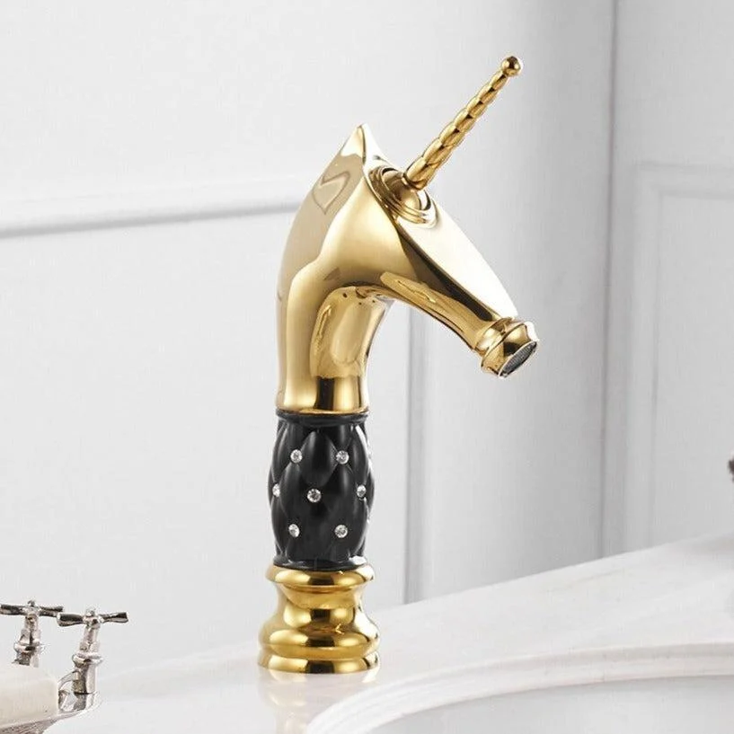 Horse Head Tap Solid Brass Deck Mounted Single Long Handle Mixer Taps -Bathlova