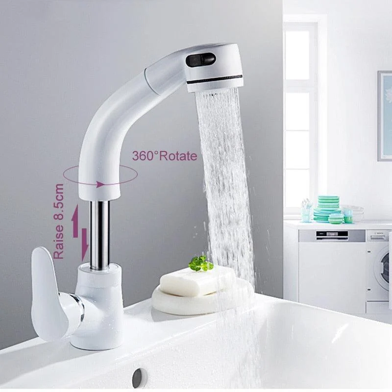 Hot Cold Water 360 Rotate Bathroom Tap Black White Basin Tap -Bathlova