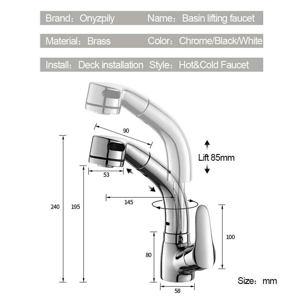 Hot Cold Water 360 Rotate Bathroom Tap Black White Basin Tap -Bathlova