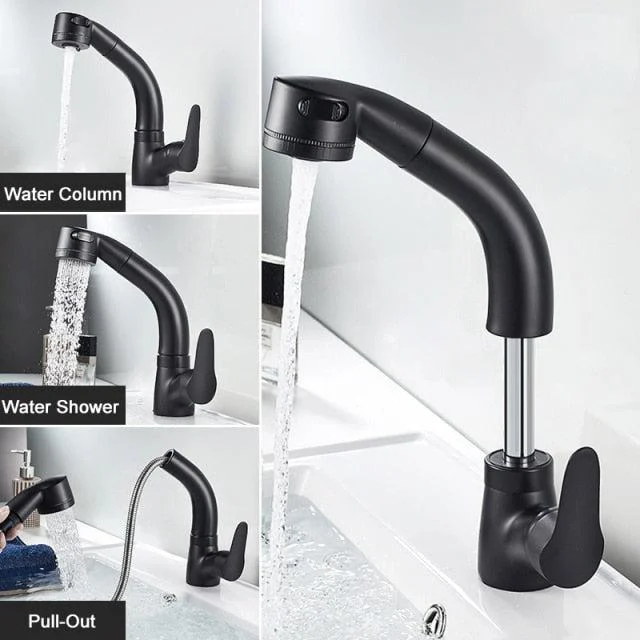 Hot Cold Water 360 Rotate Bathroom Tap Black White Basin Tap -Bathlova