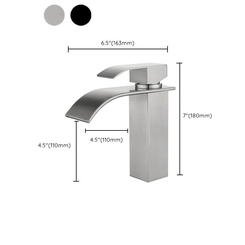 Industrial Vessel Tap Stainless Steel Lever Handles Waterfall Spout Bathroom Tap -Bathlova