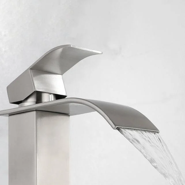 Industrial Vessel Tap Stainless Steel Lever Handles Waterfall Spout Bathroom Tap -Bathlova