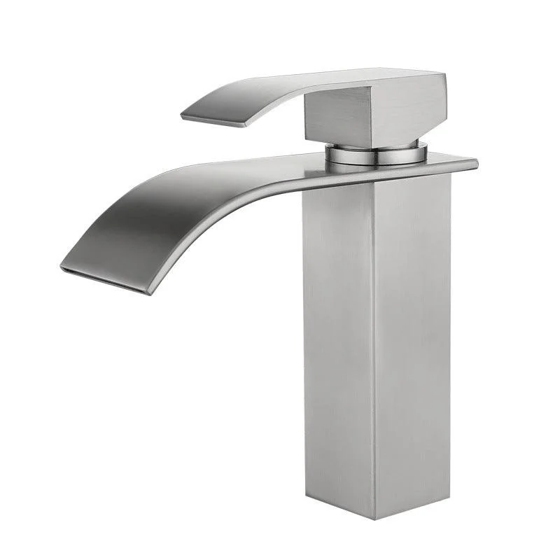 Industrial Vessel Tap Stainless Steel Lever Handles Waterfall Spout Bathroom Tap -Bathlova