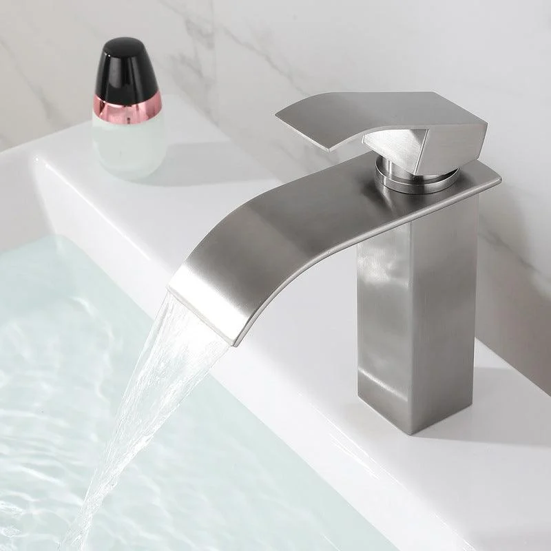 Industrial Vessel Tap Stainless Steel Lever Handles Waterfall Spout Bathroom Tap -Bathlova