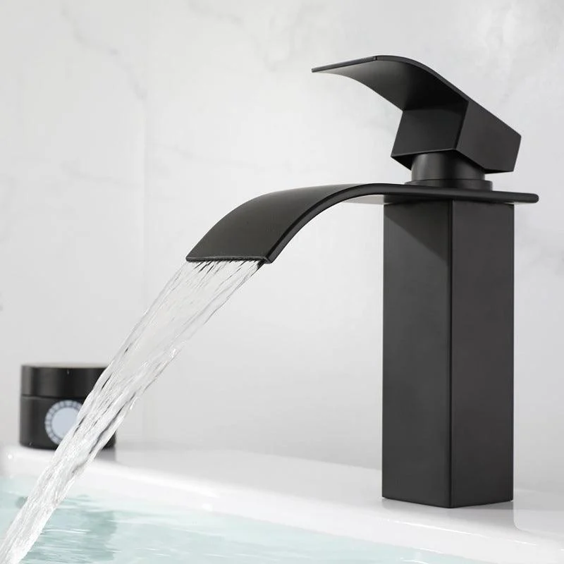 Industrial Vessel Tap Stainless Steel Lever Handles Waterfall Spout Bathroom Tap -Bathlova