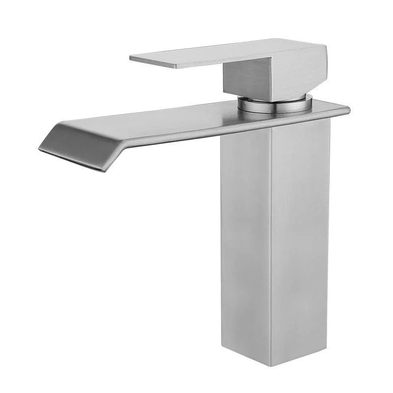 Industrial Vessel Tap Stainless Steel Lever Handles Waterfall Spout Bathroom Tap -Bathlova