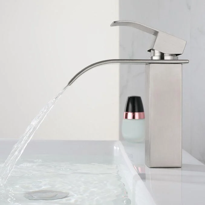 Industrial Vessel Tap Stainless Steel Lever Handles Waterfall Spout Bathroom Tap -Bathlova