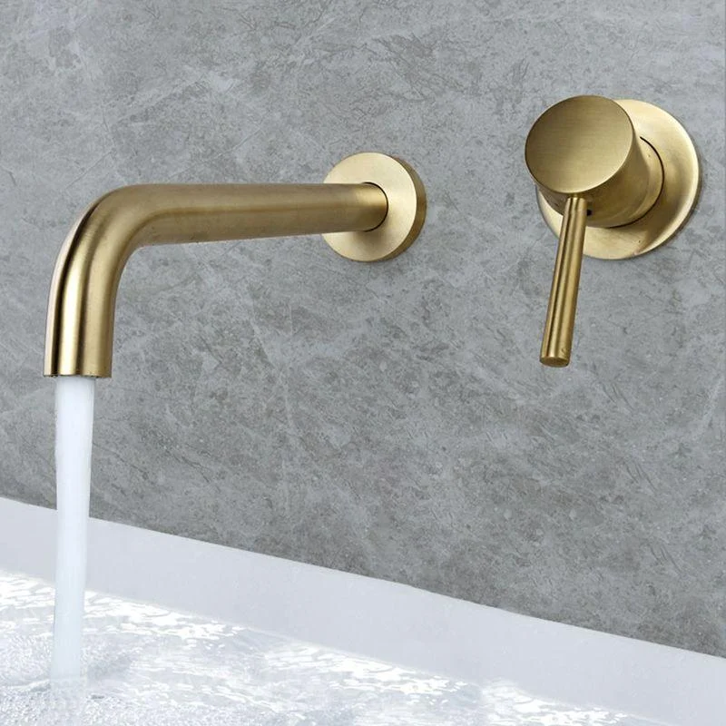 Industrial Wall Mounted Bathroom Tap Lever Handles Solid Brass Circular Tap -Bathlova