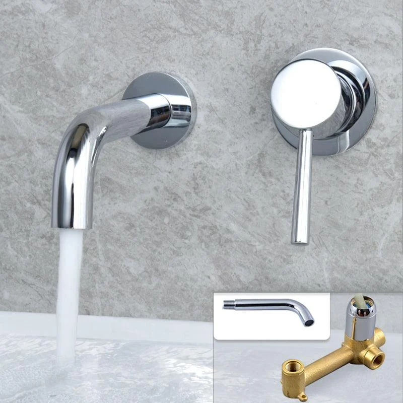 Industrial Wall Mounted Bathroom Tap Lever Handles Solid Brass Circular Tap -Bathlova