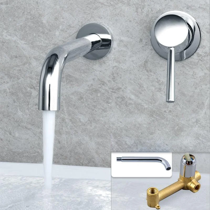 Industrial Wall Mounted Bathroom Tap Lever Handles Solid Brass Circular Tap -Bathlova