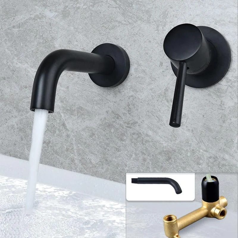 Industrial Wall Mounted Bathroom Tap Lever Handles Solid Brass Circular Tap -Bathlova