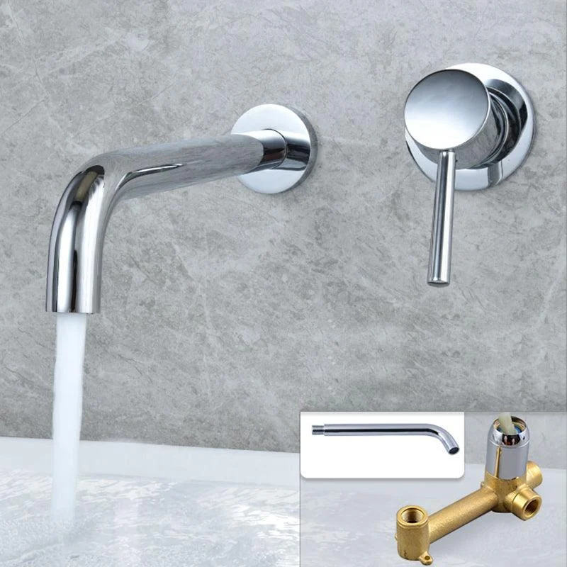 Industrial Wall Mounted Bathroom Tap Lever Handles Solid Brass Circular Tap -Bathlova