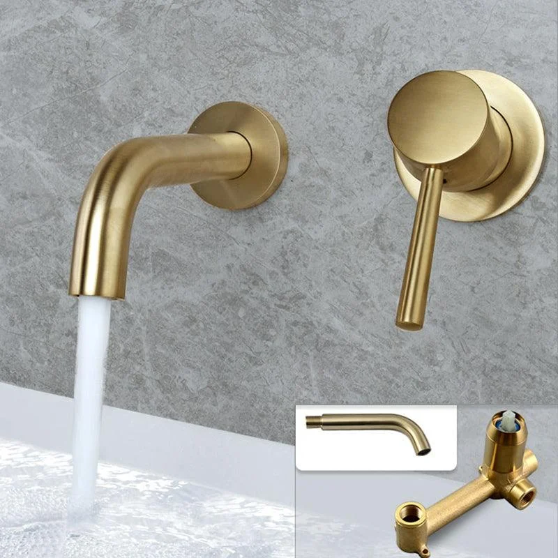 Industrial Wall Mounted Bathroom Tap Lever Handles Solid Brass Circular Tap -Bathlova