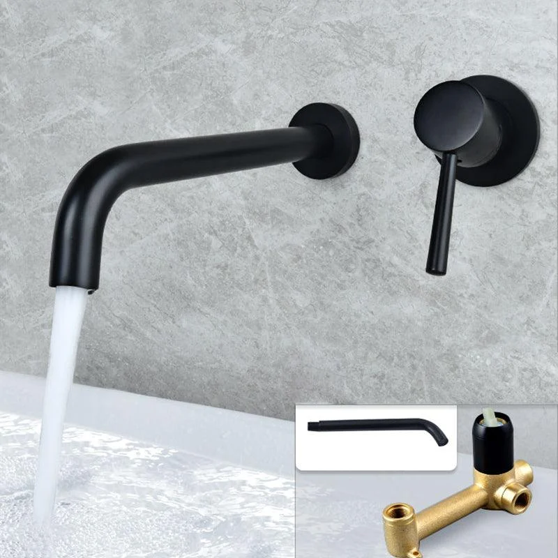 Industrial Wall Mounted Bathroom Tap Lever Handles Solid Brass Circular Tap -Bathlova