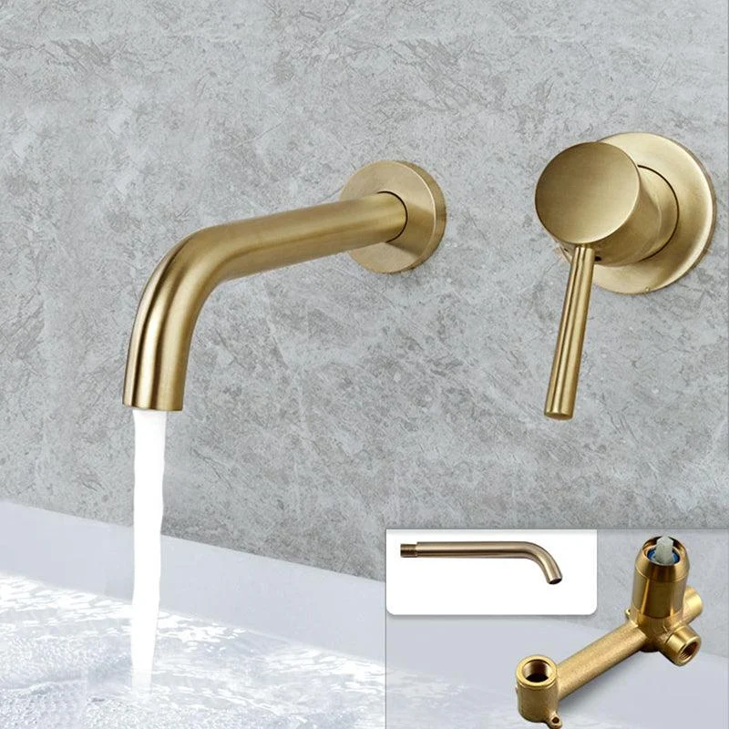 Industrial Wall Mounted Bathroom Tap Lever Handles Solid Brass Circular Tap -Bathlova