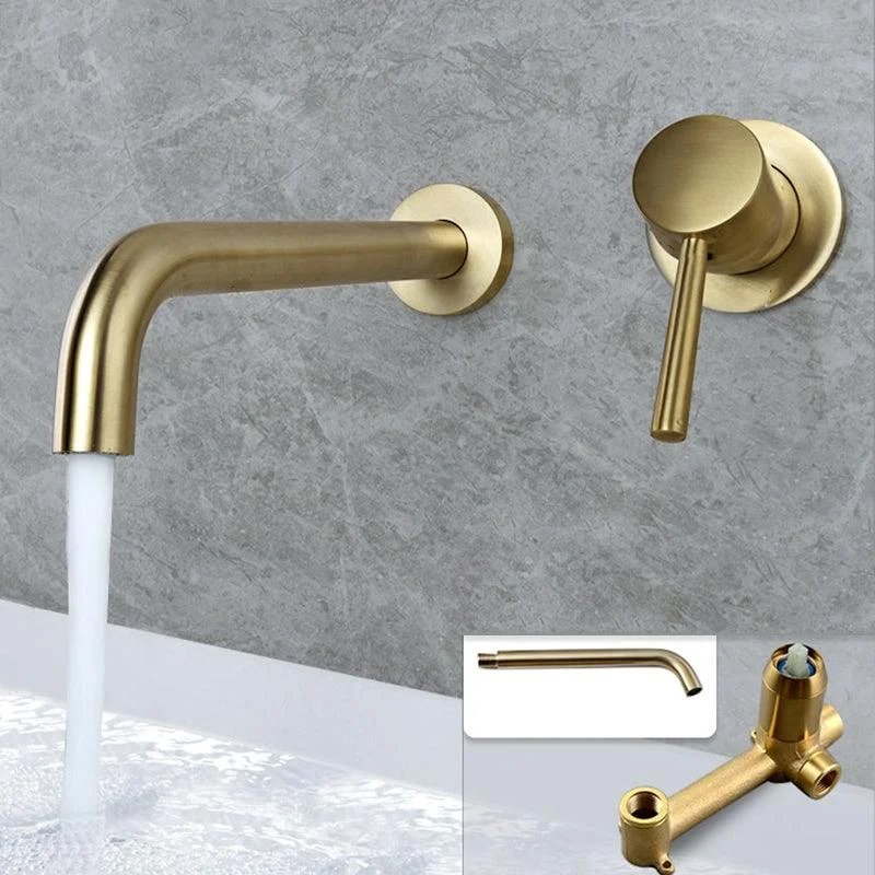 Industrial Wall Mounted Bathroom Tap Lever Handles Solid Brass Circular Tap -Bathlova