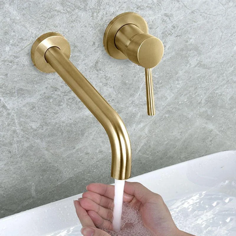 Industrial Wall Mounted Bathroom Tap Lever Handles Solid Brass Circular Tap -Bathlova