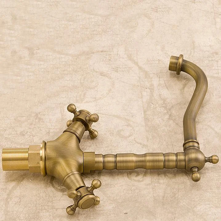 Industrial Wide Spread Bathroom Tap Cross Handles Centerset Lavatory Tap -Bathlova