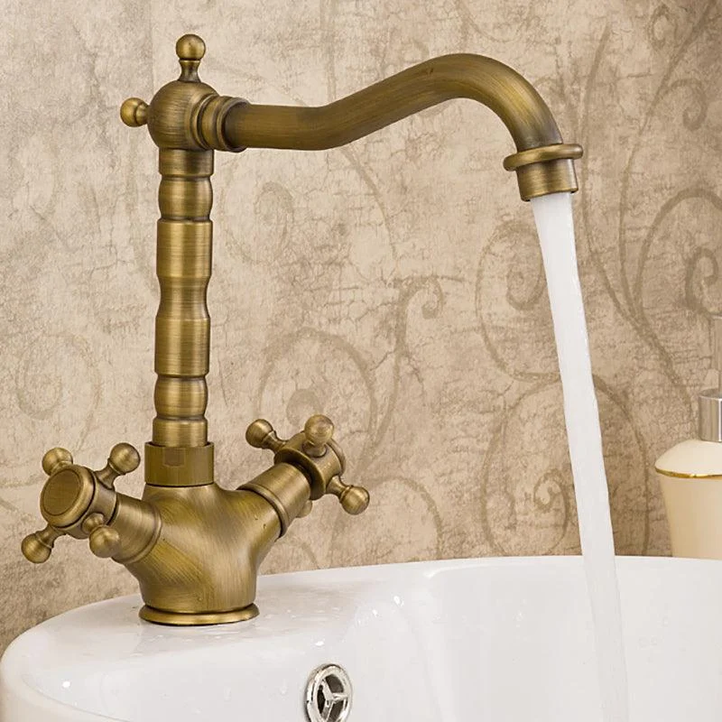 Industrial Wide Spread Bathroom Tap Cross Handles Centerset Lavatory Tap -Bathlova