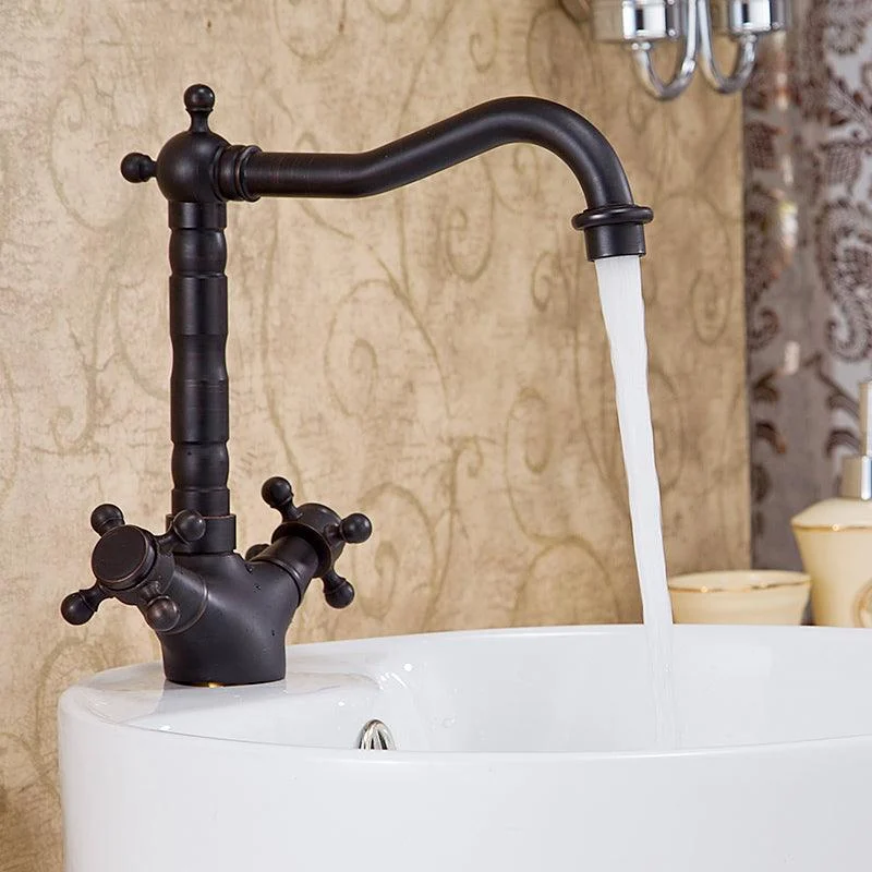 Industrial Wide Spread Bathroom Tap Cross Handles Centerset Lavatory Tap -Bathlova