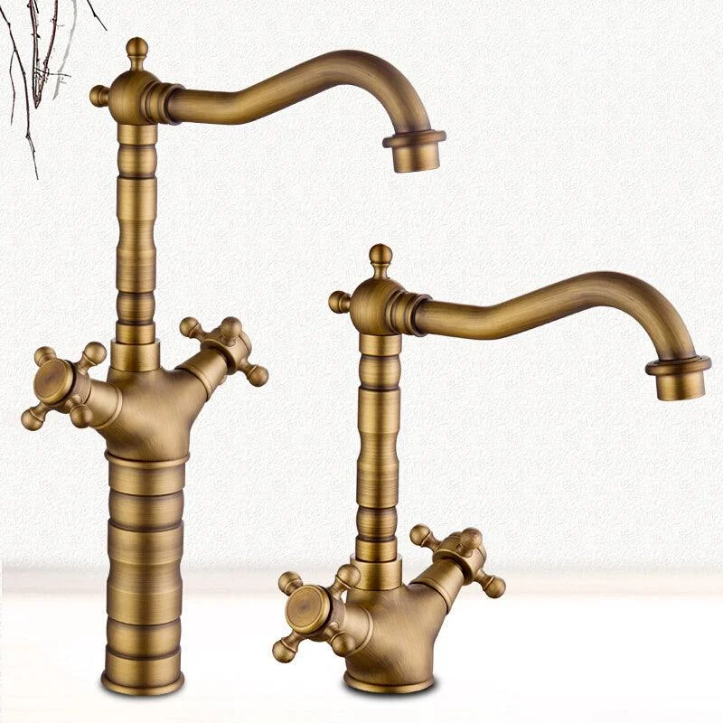 Industrial Wide Spread Bathroom Tap Cross Handles Centerset Lavatory Tap -Bathlova