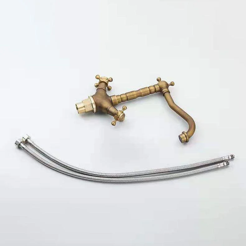 Industrial Wide Spread Bathroom Tap Cross Handles Lavatory Tap -Bathlova